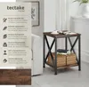 A side table next to a sofa, with text describing its features. Náhled obrázku produktu