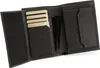 An open black leather wallet with multiple card slots and pockets. Produktbild-Vorschau