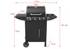 A diagram showing the dimensions of a gas grill. Produktbild-Vorschau