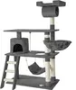 A multi-level cat tree with various platforms, a hammock, a tunnel, and a ladder, all in gray. Náhled obrázku produktu