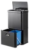 A black, multi-compartment trash can with a blue inner bin is shown against a white background. Podgląd zdjęcia produktu