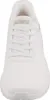 A close-up, front-facing view of a white Skechers sneaker. Voir les images du produit