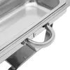 A close-up of a stainless steel food pan with a handle, part of a chafing dish. Podgląd zdjęcia produktu