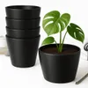5 Blumentöpfe Schwarz Blumenvase Übertöpfe Pflanztop Set Produktbild-Vorschau 1