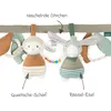 A baby stroller chain with two plush toys, a sheep and a donkey, attached to a fabric strip. Produktbild-Vorschau