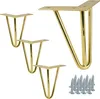 Set von 4 Möbelbeinen im Hairpin-Stil, goldfarbig, 15 cm Produktbild-Vorschau 1