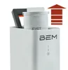 A close-up shot of a white water filter replacement cartridge with a black and orange handle, placed inside a white housing unit with the brand name 'BEM' visible. Produktbild-Vorschau