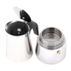 A disassembled stainless steel espresso maker, also known as a moka pot, against a white background. Produktbild-Vorschau