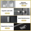Collage of close-up images highlighting features of a gray bathroom cabinet. Náhľad obrázku produktu