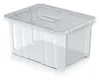 A clear plastic storage box with a lid, shown from a slightly elevated angle against a white background. Voir les images du produit