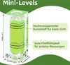 A close-up of a mini spirit level with text overlays describing its features. Anteprima dell’immagine prodotto