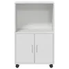 A white cabinet with two doors and an open shelf above, shown against a white background. Voir les images du produit