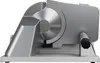 A side view of a silver electric food slicer on a white background. Anteprima dell’immagine prodotto
