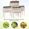A collage of raised garden beds with plants and vegetables, along with descriptive text. Produktbild-Vorschau