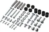 A collection of hardware components, including screws, anchors, washers, and spacers, laid out on a white background. Náhľad obrázku produktu