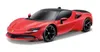 A red Ferrari SF90 Stradale model car with a black roof and black wheels, displayed on a white background. Produktbild-Vorschau