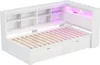 Jednolůžko z masivního dřeva 90x200 bílé s LED diodami a Náhled obrázku produktu 13