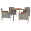 vidaXL 5-tlg. Garten-Essgruppe mit Kissen Grau Poly Rattan Produktbild-Vorschau 3