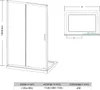 A technical drawing of a shower enclosure with dimensions and specifications. Podgląd zdjęcia produktu
