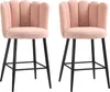 HOMCOM Lot de 2 tabourets de bar en tissu effet laine Voir les images du produit 1