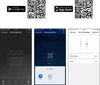 A collage of screenshots from a mobile app for a Clatronic air conditioner, along with QR codes and app store badges. Voir les images du produit