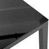 A close-up view of the corner of a dark, reflective tabletop and a gray frame of a table. Produktbild-Vorschau