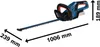A Bosch hedge trimmer with dimensions indicated. Produktbild-Vorschau