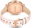 The back of a Swarovski watch with a pink leather strap. Produktbild-Vorschau