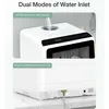 The image shows two modes of water inlet for a dishwasher: adding water directly to the tank and attaching the dishwasher to a tap. Produktbild-Vorschau