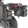 Close-up view of a motorcycle's rear side, showing attached luggage and a fuel canister. Produktbild-Vorschau