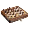 A wooden chess set with pieces arranged on the board, placed on a white background. Podgląd zdjęcia produktu