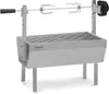 A silver rotisserie grill with a black handle and motor, shown on a white background. Produktbild-Vorschau
