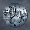 Glasuhr Wanduhr Küchenuhr Echt-Glas 30fi cm Skyline blau Produktbild-Vorschau 2