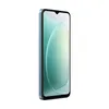 A side view of a smartphone with a light blue frame and a screen displaying a gradient of green and yellow. Produktbild-Vorschau