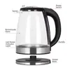Glas Wasserkocher LED Edelstahl Teekocher 1,7L 2200W BPA Produktbild-Vorschau 8