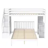 Hochbett mit Schreibtisch, Stauraum und LED-Beleuchtung, Produktbild-Vorschau 7