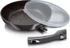 A frying pan with a lid and a detachable handle, presented on a white background. Voir les images du produit