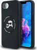 A black Karl Lagerfeld phone case is shown next to a smartphone displaying a colorful abstract wallpaper. Produktbild-Vorschau