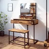 Schminktisch Vicco Fyrk Antikholz 80 cm mit Stuhl, Model Produktbild-Vorschau 5