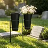 Grabvasen mit Erdspieß, 2er-Set, schwarz, Metall, 34,5 cm Produktbild-Vorschau