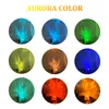 A collage of nine circular images, each showing a different colored aurora light projected onto a bedroom wall and furniture. Produktbild-Vorschau