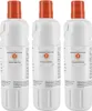 Three white refrigerator water filters with orange tops are arranged side-by-side against a white background. Produktbild-Vorschau