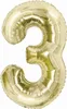 Pallone in foil, numero 3, oro, champagne, 85 cm Anteprima dell’immagine prodotto 1