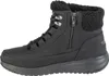 A side view of a black SKECHERS winter boot with a fluffy lining and a zipper. Voir les images du produit