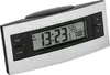 A digital alarm clock with a silver and black casing, displayed at an angle against a light gray background. Anteprima dell’immagine prodotto