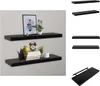 Two black floating shelves mounted on a light gray wall, with decorative items on them. Náhľad obrázku produktu