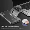 A clear phone case is shown next to a laptop, with text describing its material and ease of use. Produktbild-Vorschau