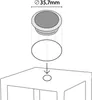 Diagram showing a round object with a diameter of 35.7mm being placed into a hole on a table. Anteprima dell’immagine prodotto