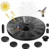 A solar-powered fountain for birds, with the sun and rays indicating solar power, and a hummingbird and a small bird near the fountain. Produktbild-Vorschau