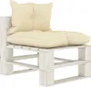 vidaXL Garten-Paletten-Mittelsofa mit Kissen in Creme Holz Produktbild-Vorschau 7